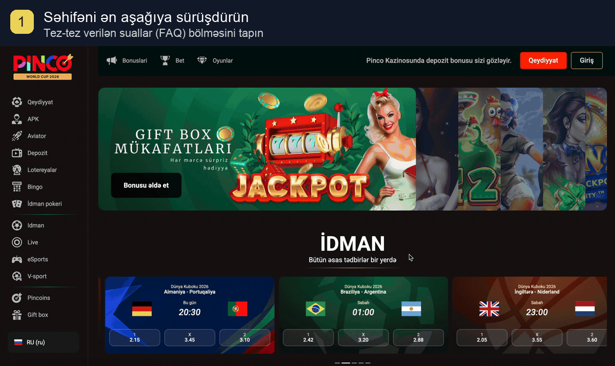 Parolun tərəfdaş saytında necə tapılmasını göstərən təlimat